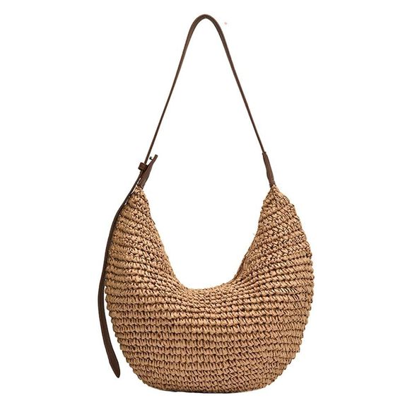 Straw Crossbody Shoulder Bag, Beach Woven Hobo Bags With Adjustable Strap, :< - Picture 1 of 7